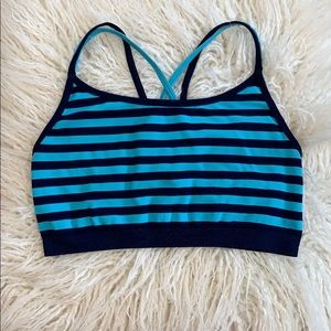 Fabletics blue double cross strapped sports bra